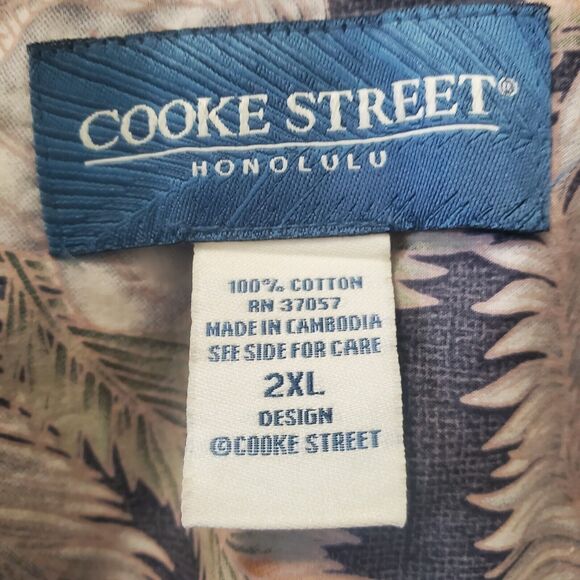 Cooke Street Green Gray Aloha Hawaiian Shirt Men 2XL XXL - Picture 3 of 5